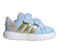 Klettschuh ADIDAS SPORTSWEAR "ADIDAS DISNEY FROZEN GRAND COURT 3.0 FÜR BABYS UND KLEINKINDER", Kinder, Gr. 25, glow blau, gold metallic, ice lavender, Synthetik, Textil, Schuhe Klettschuh, Frozen, für