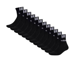 ADIDAS adidas Unisex Quarter Socken, 12er Pack - Cushioned 3S Linear, Logo, einfarbig (TB_EBB51-12P) 37-39 Schwarz