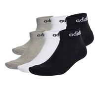 ADIDAS adidas Unisex Quarter Socken, 6er Pack - Linear Cushioned Ankle, Logo, gepolstert, einfarbig (TB_EBB43-6P) 46-48 Schwarz/Grau/Weiß