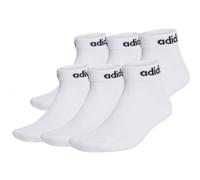 adidas Unisex Quarter Socken, 6er Pack - Linear Cushioned Ankle, Logo, gepolstert, einfarbig 46-48 Weiß