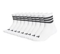 ADIDAS adidas Unisex Quartersocken, 9er Pack - 3-Stripes Cushioned Sportswear Mid-Cut Socks, Logo, Streifen, gepolstert (TB_CB879-9P) 40-42 Weiß