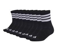 ADIDAS adidas Unisex Quartersocken, 9er Pack - 3-Stripes Cushioned Sportswear Mid-Cut Socks, Logo, Streifen, gepolstert (TB_CB879-9P) 40-42 Schwarz