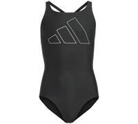 adidas - Girl's Big Bars Suit - Badeanzug, Gr. 164, grau/schwarz (Black)