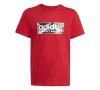 adidas Boy's CAMO LINEAR JUNIOR Boys Graphic Tee, Better Scarlet, 7-8 Years