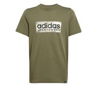 adidas Boy's CAMO LINEAR JUNIOR Boys Graphic Tee, Olive strata, 10-11 Years