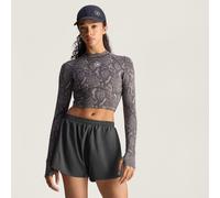 adidas By Stella McCartney Langärmeliges Crop-Top mit Print Charcoal / Black XS