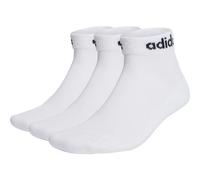 adidas Unisex Linear Ankle Cushioned Socks 3 Pairs, White / Black, 42-45