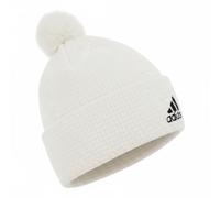 Adidas Crochet Beanie Bommel-Mütze Winter-Mütze Damen Herren Fleece-Mütze - Weiß / S