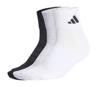 adidas Unisex Quarter Socken, 3er Pack - Cushioned Sportswear Ankle Socks, Logo, gepolstert, einfarbig Schwarz/Grau/Weiß 40-42