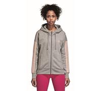 Adidas Damen ESS 3s Fz Hd Sweatshirt, Medium Grey Heather/Haze Coral, XS