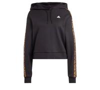 adidas Damen Essentials 3-Stripes Animal Print Relaxed Hoodie, Black/Magic Beige, XS