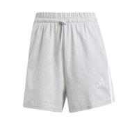 adidas Damen Essentials 3-Stripes Cotton Shorts, Hellgrau meliert/weiß, X-Klein