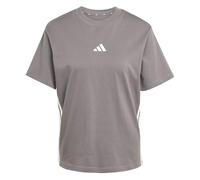 adidas Damen Essentials 3-Stripes Cotton T-Shirt, Grey strata/White, S