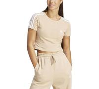 adidas Damen Essentials 3-Stripes Crop Tee, Magic beige, XXL
