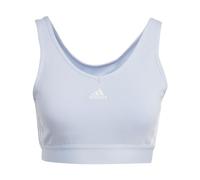 adidas Damen Essentials 3-Stripes Crop Top with Removable Pads, Blue Dawn/White, M