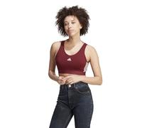 adidas Damen Essentials 3-Stripes Crop Top with Removable Pads, Shadow red/White, M