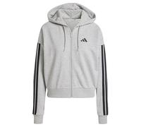 Adidas Damen Essentials 3-Stripes French Terry Full Zip Hoodie, Medium Grey Heather/Black, XXL