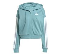 adidas Damen Essentials 3-Stripes French Terry Full Zip Hoodie, Powder Teal/White, XS