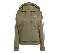Kapuzensweatshirt ADIDAS SPORTSWEAR "W 3S FL FZ HD", Damen, Gr. M, grün (olive strata, weiß), Obermaterial: 55% Baumwolle, 36% Polyester, 9% Viskose, sportlich, Sweatshirts (17720445-M) olive strata,