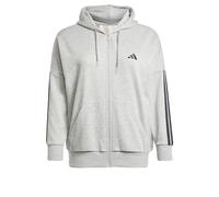 adidas Damen Essentials 3-Stripes Full-Zip Fleece Hoodie (Plus Size), Medium Grey Heather/Black, 3XL Plus