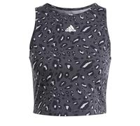 adidas Damen Essentials Animal-Print Crop Tank Top Tanktop, Grey/Carbon/Black, L