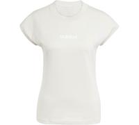 adidas Damen Essentials Linear Cotton T-Shirt (Größe L, weiss)