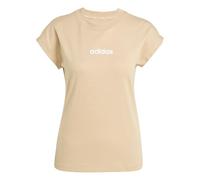 adidas Damen Essentials LINEAR Cotton T-Shirt, warm Sandstone/White, S