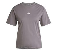adidas Damen Essentials SMALL Logo Cotton T-Shirt, Grey strata/White, S