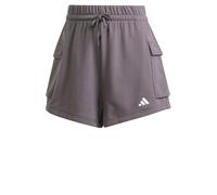 adidas Damen Essentials SMALL Logo French Terry Cargo Shorts, Grey Strata/White, XS