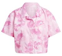 Adidas Damen Floral Graphic Crop Woven Polo Shirt, Off White/Bliss pink, S