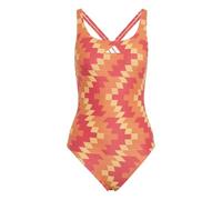 adidas Women's Football-Inspired V-Back Graphic Swimsuit, Lucid red, 38
