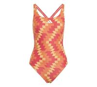 adidas Women's Football-Inspired V-Back Graphic Swimsuit, Lucid red, 38