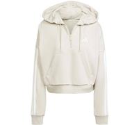 Adidas Women's Essentials 3-Stripes French Terry Quarter-Zip Hoodie, Wonder Alumina/White, XL