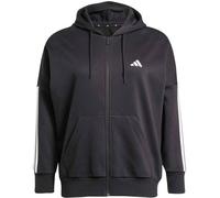 Essentials 3-Streifen Full-Zip Fleece Kapuzenjacke (Große Größen) Black / White 2X