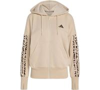Kapuzensweatshirt ADIDAS SPORTSWEAR "SEASONAL ESSENTIALS 3-STREIFEN, ANIMALPRINT", Damen, Gr. XL, crystal linen, multicolor, khaki six, Obermaterial: 55% Baumwolle, 36% Polyester, 9% Viskose, normal,