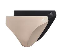 adidas Damen Micro Flex Tanga Panty Unterwäsche Tangahöschen, Black Forge Peitsche aus Eisen/Pfirsich weiß, L (2er Pack)