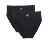 adidas Damen Nahtlose Unterwäsche mit hohem Beinausschnitt Slip, Schwarz/Schwarz, L (2er Pack)