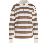 Poloshirt ADIDAS SPORTSWEAR "ESSENTIALS CONTEMPORARY FRENCH TERRY LANGARM", Damen, Gr. XS, khaki six, sanftes weiß, Obermaterial: 100% Baumwolle, Rundhals, Shirts (59714768-XS) khaki six, sanftes weiß