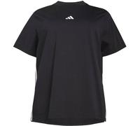 adidas Damen Essentials 3-Stripes Cotton T-Shirt (Plus Size), Black/White, XXL Plus