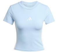 adidas Damen Essentials 3 Stripes Slim Baby T-Shirt T-Shirt, Glow Blue/White,