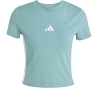 T-Shirt ADIDAS SPORTSWEAR "W 3S SJ BABY T", Damen, Gr. L, powder teal, weiß, Obermaterial: 93% Baumwolle, 7% Elasthan, sportlich, Rundhals, Shirts (64534830-L) powder teal, weiß