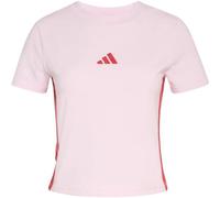 adidas Women's Essentials 3 Stripes Slim Baby T-Shirt, Clear pink/Pure Ruby, M