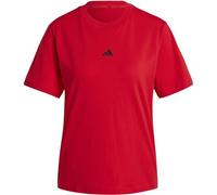 adidas Damen Essentials SMALL Logo Cotton T-Shirt, Pure Ruby/Black, S