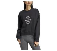 adidas Damen Signature Graphic Print Fleece Loose Sweatshirt, Black, S
