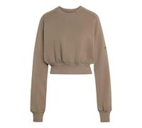 Sweatshirt ADIDAS SPORTSWEAR "SOFT LUX, LOCKER GESCHNITTEN", Damen, Gr. M, khaki six, Obermaterial: 51% Polyester, 25% Modal, 15% Baumwolle, 9% Elasthan, normal, Rundhals, angesetztes Bündchen, Sweats
