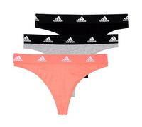 adidas Damen String Thong Tanga Stringtanga Cotton Logo 3er Pack, Farbe:Mehrfarbig, Artikel:-930 Black/Grey/Coral, Größe:L