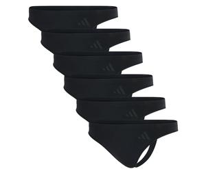 adidas Damen Strings, 6er Pack - Sport Active Seamless, Thongs, Unterwäsche, Logo, einfarbig Schwarz S