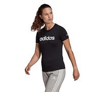 adidas Damen T-Shirt Essentials Linear Slim, Black/White, L, DP2361