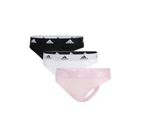 adidas Damen Strings, 3er Pack - Thong 3PK, Unterwäsche, Cotton Stretch, Logo, uni Weiß/Schwarz/Rosa XS
