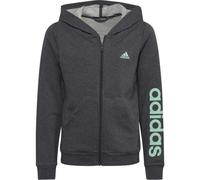 adidas Mädchen Hooded Track Top G Lin Fz Hd, Dark Grey Heather/Easy Green, IC3587, 128